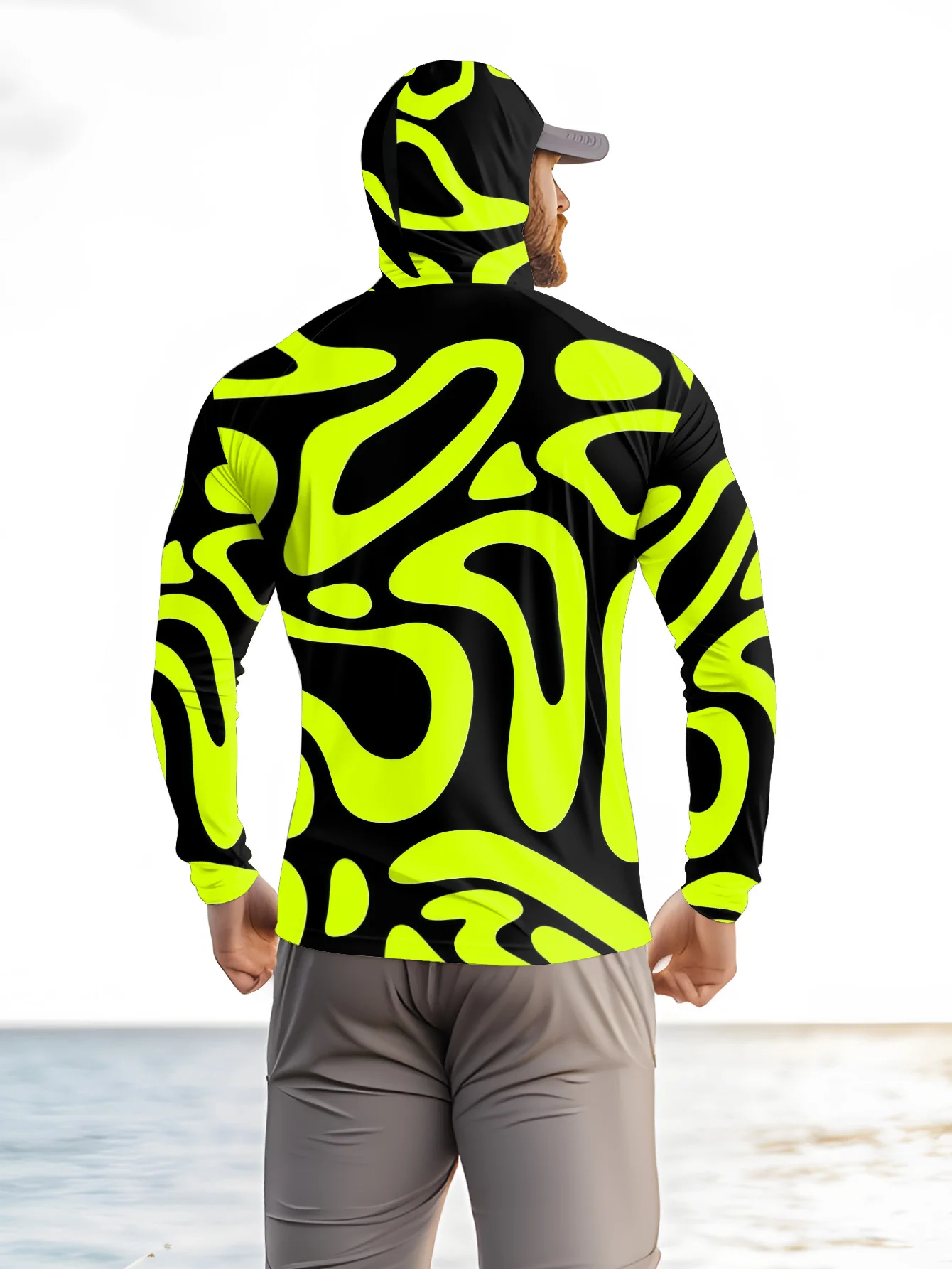 Men's Neon Green Abstract Prin - đánh giá và giá Fishing Mask Sun Protection